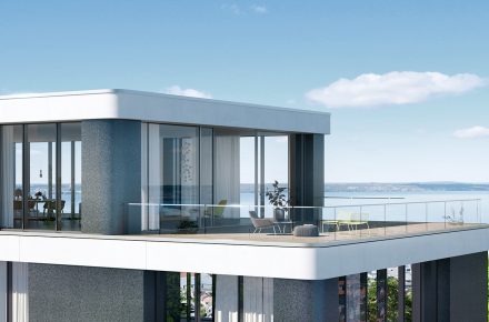 Großformatige Schiebesysteme in modernen Apartmenthäusern